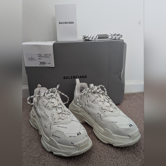 Balenciaga Vitello Nappato Sneakers White sz 43 / US men's 10 - Picture 1 of 8